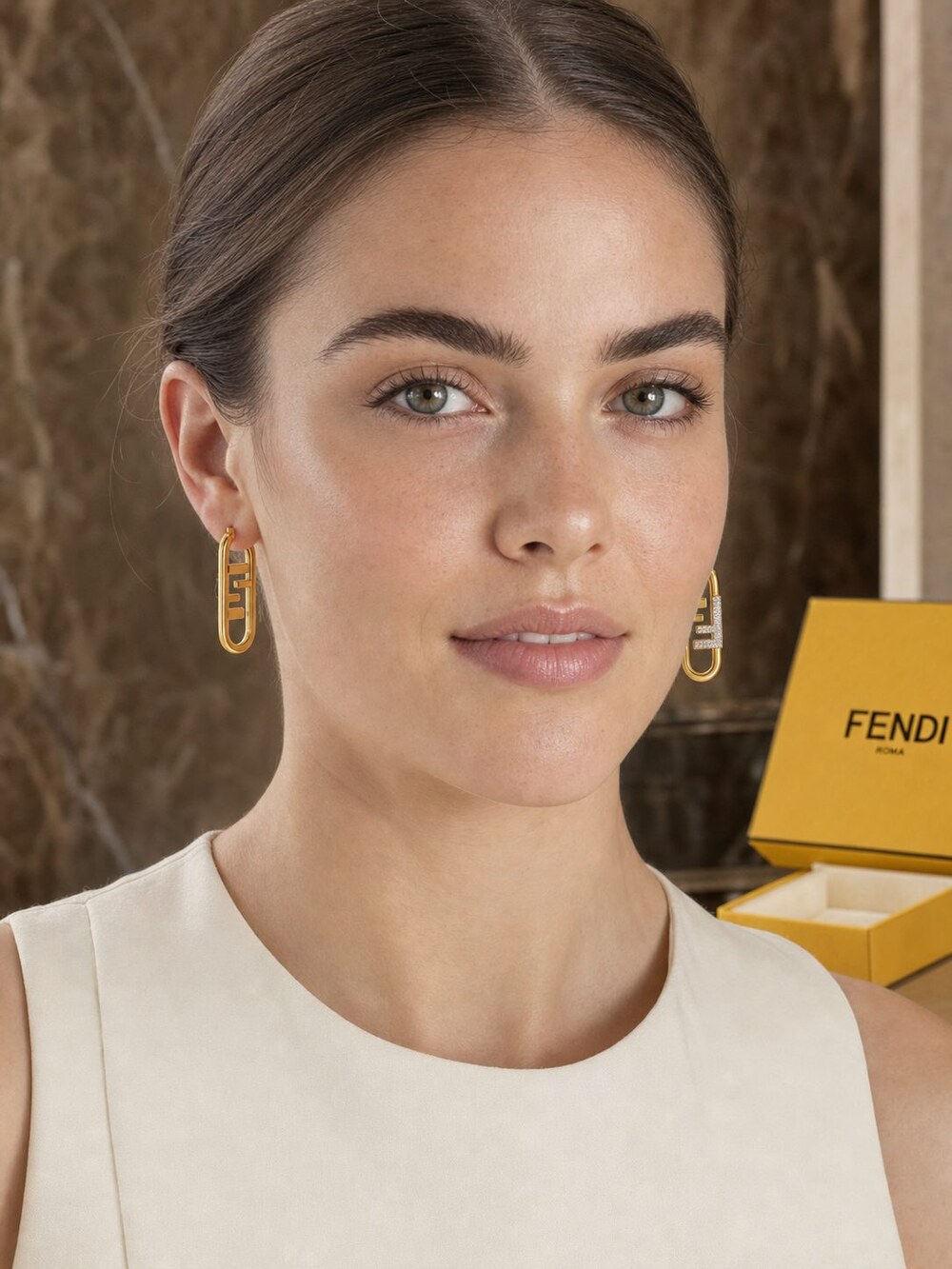 Fendi Modern Designer Earrings Style 3 | New with Box - Picture 8 of 9